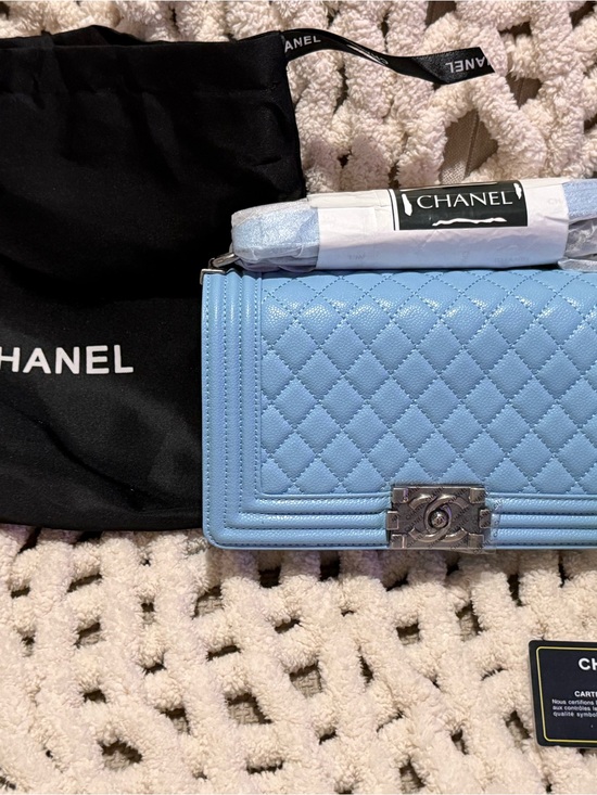 Chanel Blue Quilted Lambskin Leather Mini CC Crystal Logo  Gorgeous CC Light Blue Quilted Purse